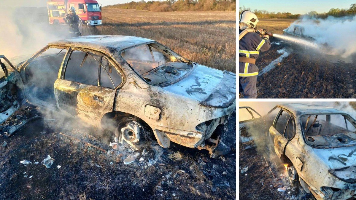 У Дніпропетровській області горіли автівка та суха трава